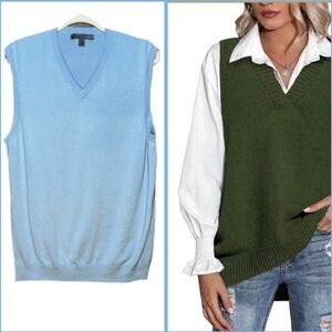 OLD NAVY Light Blue Sleeveless Cotton V-Neck Boyfriend Sweater Vest L